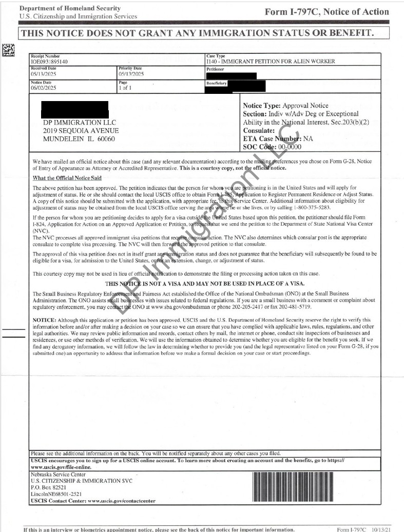 USCIS Approval Notice