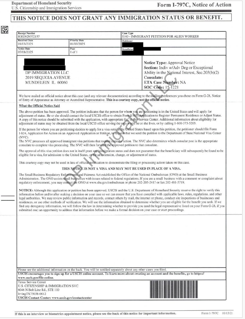 USCIS Approval Notice
